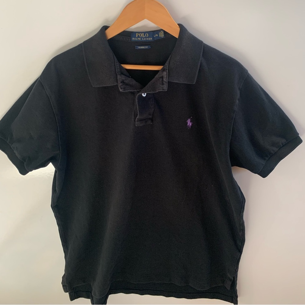 Ralph Lauren MENS polo black shirt size L classic fit